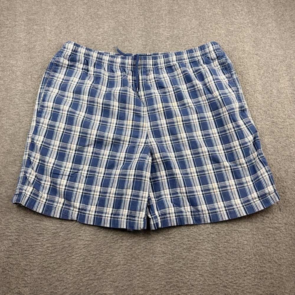 Puritan Men's Blue Plaid Cotton Shorts Size Large 36-38 Storm Blue Plaid
